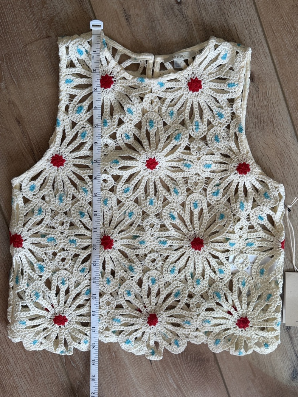 MOTHER “The Daisy Shell”  Daisy Tank Top Cream w/ Red and Light Blue Accents NWT - Picture 15 of 15